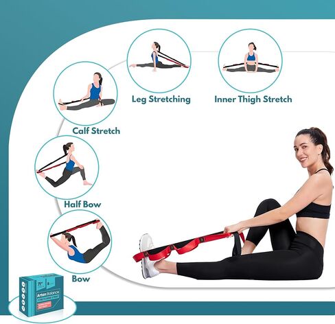 Stretching Strap with Door Anchor- 94" Door Stunt Strap with Adjustable Loops and Foam Pads- Leg Stretch Strap for Flexibility Stretching and Balance- Ideal for yoga, Dance and Ballet in Kuwait