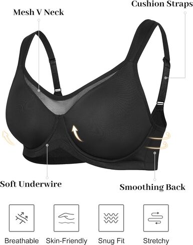 Minimizer Bras for Women Full Coverage Womens T-Shirt Unlined Bra with Underwire for Heavy Breast in Saudi Arabia