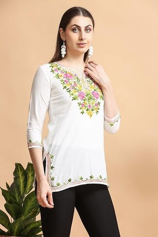 القطن النسائي القصيرة Kurti I التطريز Short Kurti للبنات غير الرسمية in Saudi Arabia