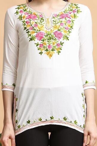 القطن النسائي القصيرة Kurti I التطريز Short Kurti للبنات غير الرسمية in Saudi Arabia
