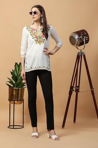 القطن النسائي القصيرة Kurti I التطريز Short Kurti للبنات غير الرسمية in Saudi Arabia
