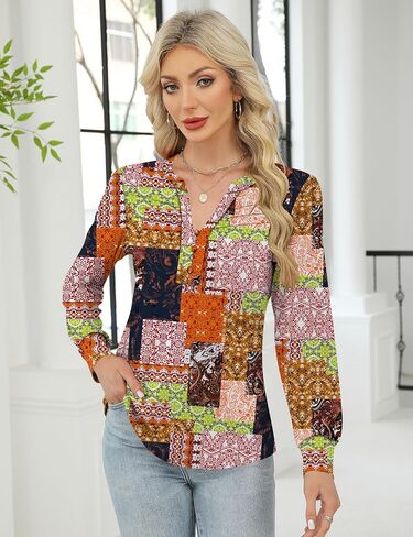Rapbin Womens v Neck Long Sleeve Button Down Tunic Blouses Fall Fashion 2025 tops legated leghed assy for leggings in Saudi Arabia