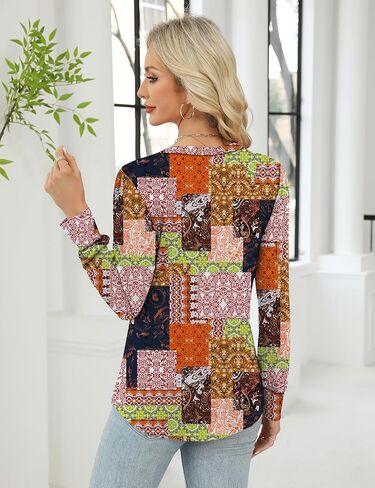 Rapbin Womens v Neck Long Sleeve Button Down Tunic Blouses Fall Fashion 2025 tops legated leghed assy for leggings in Saudi Arabia