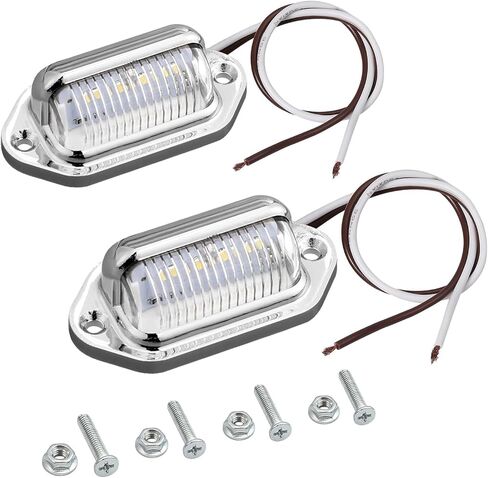 Justech 2PCS 4LED License Plate Light, Waterproof 12V 24V LED Tag lights Assembly White Light for Cars, Trucks, Trailers, Van, RV, Caravans and Lorries- Silver in Saudi Arabia