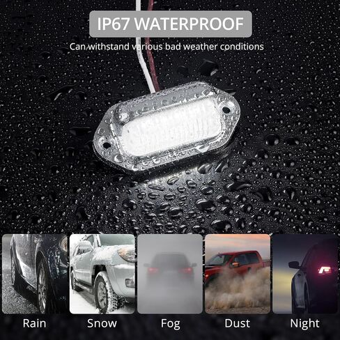 Justech 2PCS 4LED License Plate Light, Waterproof 12V 24V LED Tag lights Assembly White Light for Cars, Trucks, Trailers, Van, RV, Caravans and Lorries- Silver in Saudi Arabia