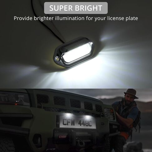 Justech 2PCS 4LED License Plate Light, Waterproof 12V 24V LED Tag lights Assembly White Light for Cars, Trucks, Trailers, Van, RV, Caravans and Lorries- Silver in Saudi Arabia
