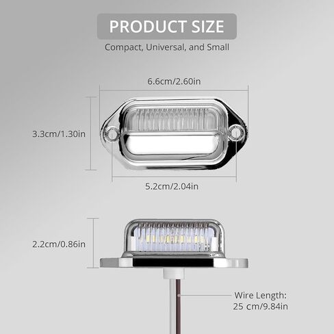 Justech 2PCS 4LED License Plate Light, Waterproof 12V 24V LED Tag lights Assembly White Light for Cars, Trucks, Trailers, Van, RV, Caravans and Lorries- Silver in Saudi Arabia