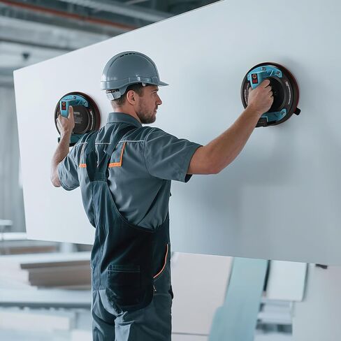 رافع أكواب شفط زجاجية كهربائية من سيسي مع بطاريتين، أداة شفط بلاط 8 بوصة، أكواب شفط كهربائية شديدة التحمل بسعة 600 رطل لرفع الزجاج الكبير والبلاط والمعادن والأثاث (عبوة واحدة) in Kuwait