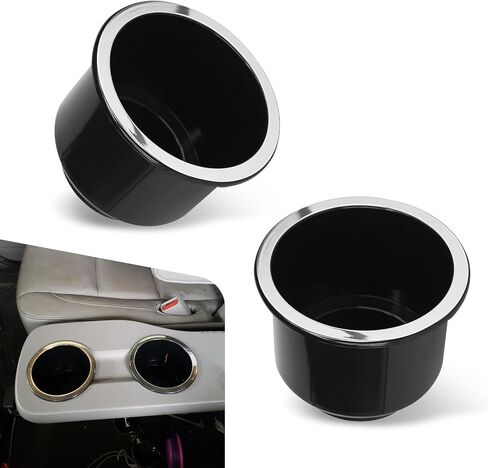 2PCS Cup Holder Insert, Plastic Couch Cup Holder Insert, Large Capacity Universal Drink Holder Replacement Accessories, Suitable for 3.74" to 4.1" Cup Base (Black) in Saudi Arabia