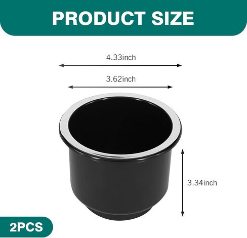 2PCS Cup Holder Insert, Plastic Couch Cup Holder Insert, Large Capacity Universal Drink Holder Replacement Accessories, Suitable for 3.74" to 4.1" Cup Base (Black) in Saudi Arabia