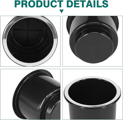 2PCS Cup Holder Insert, Plastic Couch Cup Holder Insert, Large Capacity Universal Drink Holder Replacement Accessories, Suitable for 3.74" to 4.1" Cup Base (Black) in Saudi Arabia
