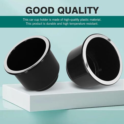 2PCS Cup Holder Insert, Plastic Couch Cup Holder Insert, Large Capacity Universal Drink Holder Replacement Accessories, Suitable for 3.74" to 4.1" Cup Base (Black) in Saudi Arabia
