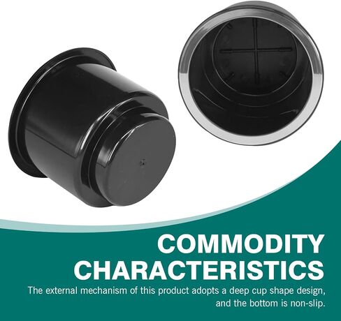 2PCS Cup Holder Insert, Plastic Couch Cup Holder Insert, Large Capacity Universal Drink Holder Replacement Accessories, Suitable for 3.74" to 4.1" Cup Base (Black) in Saudi Arabia