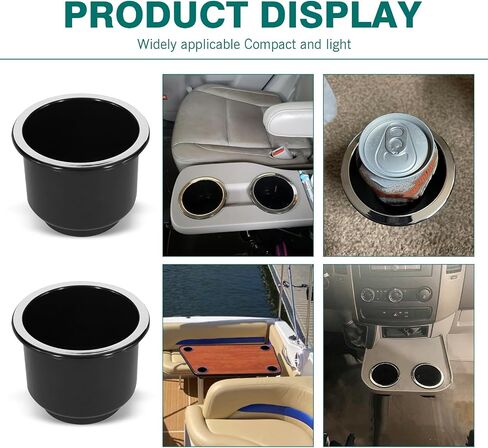 2PCS Cup Holder Insert, Plastic Couch Cup Holder Insert, Large Capacity Universal Drink Holder Replacement Accessories, Suitable for 3.74" to 4.1" Cup Base (Black) in Saudi Arabia