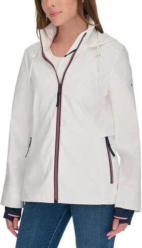 Tommy Hilfiger Women’s Lightweight Stand Collar Windbreaker (Navy,Large) in Kuwait