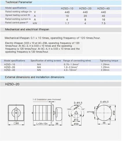 HZ5D-20/4 M16 Three Speed Motor High Medium and Low Switching Control Conversion Combination Rotary Cam Switch in Saudi Arabia