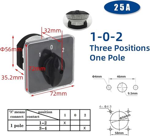 YMZ12-25A التبديل التبديل التبديل التحكم في الطاقة interuptor مقبض على مواضع متعددة خارج LW31 (102-25a 1p) in Saudi Arabia