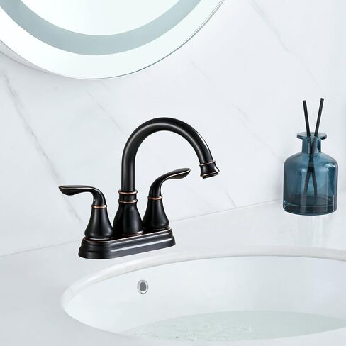 Derengge Two-Handle Oil Rubbed Bronze Bathroom Faucet with Pop up Drain,360° Swiwel Spout Bathroom Sink Faucet,045-FS NB in Kuwait