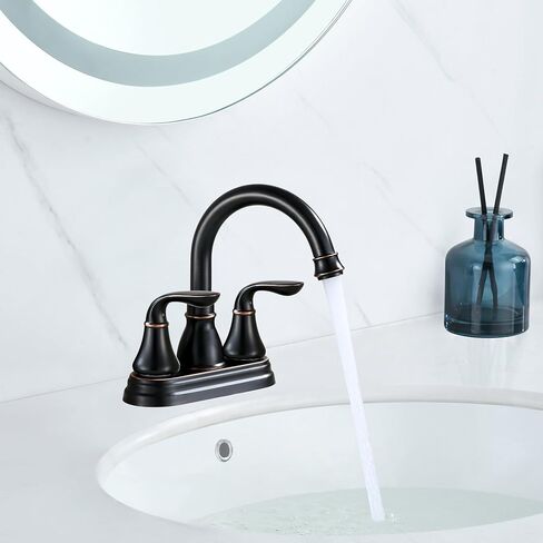 Derengge Two-Handle Oil Rubbed Bronze Bathroom Faucet with Pop up Drain,360° Swiwel Spout Bathroom Sink Faucet,045-FS NB in Kuwait
