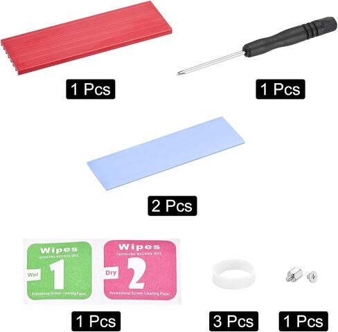 MECCANIXITY 1 Pack M.2 2280 Nvme SSD Heatsink Cooler Alloy Aluminum Heat Sink with Mounting Screws Screwdriver Kit,1mm,1.5mm Thermal Pad, for PC Laptop, Silver Tone in Saudi Arabia