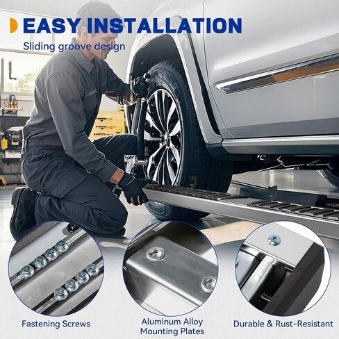6.5 Inches Running Boards & Steps Compatible with 2019-2025 Chevy Silverado/GMC Sierra 1500, 2020-2025 Silverado/Sierra 2500HD 3500HD Crew Cab (Excl. 2019 1500 LD), Silver Nerf Bars Side Step in Saudi Arabia