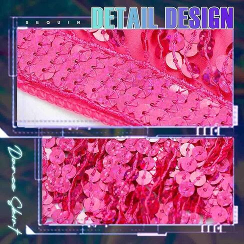 Sequin Tassel Skirt Belly Dance Skirt Sparkly Hip Scarf Skirt Halloween Rave Costume for Women Gold in Kuwait