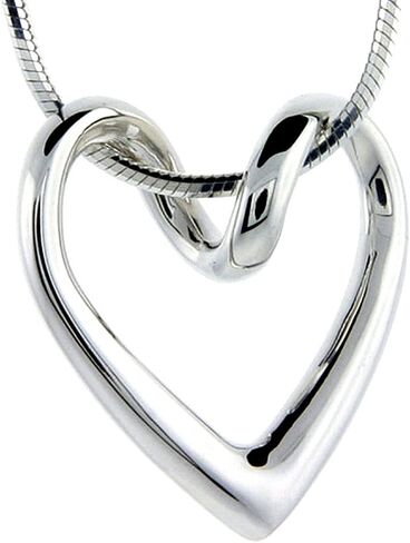Sterling Silver Floating Heart Necklace Flawless Quality, 3/4 x 3/4 inch wide in Saudi Arabia
