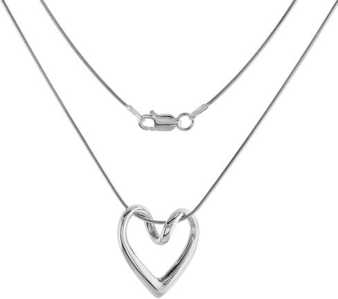 Sterling Silver Floating Heart Necklace Flawless Quality, 3/4 x 3/4 inch wide in Saudi Arabia