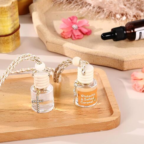 2 Pack Car Air Freshener Pistachio and Salted Caramel Hanging Essential Oil Diffuser Long Lasting Car Scent Automobile Aromatherapy with Rearview Mirror Accessories(Cross Pendant) in Kuwait