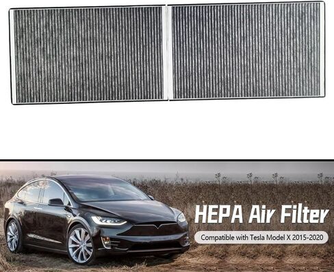 مرشح HEPA Air القابل للطي مناسب لـ Tesla Model X 2015-2020 ، ترقية مرشح الهواء المقصورة مع الفحم المنشط استبدال 1045566-00-H 1045566-00-G 104556600H in Kuwait