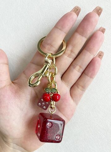 Dice Bag Charm Keychain for Women Cute Purse Charms with Gold Clip for Handbags or Keys in Kuwait