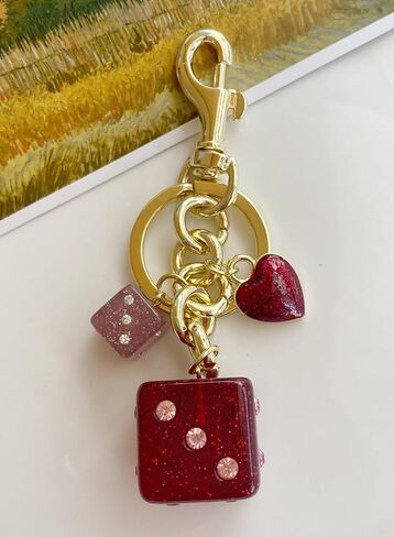 Dice Bag Charm Keychain for Women Cute Purse Charms with Gold Clip for Handbags or Keys in Kuwait