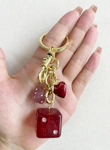Dice Bag Charm Keychain for Women Cute Purse Charms with Gold Clip for Handbags or Keys in Kuwait