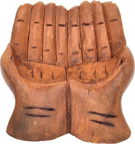 Unique Gift Balinese Hands Carved Wood Offering Bowl Gemstone Crystal Keepsake Display in Saudi Arabia
