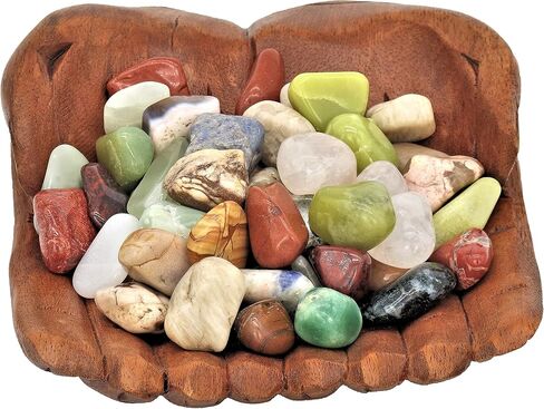 Unique Gift Balinese Hands Carved Wood Offering Bowl Gemstone Crystal Keepsake Display in Saudi Arabia