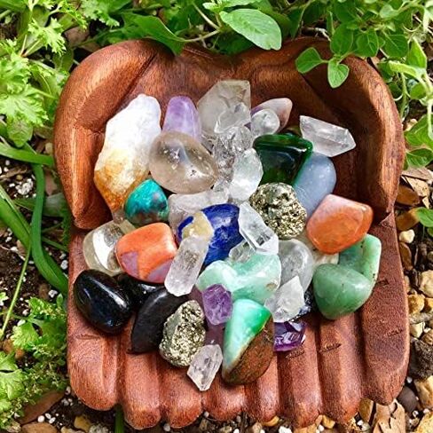 Unique Gift Balinese Hands Carved Wood Offering Bowl Gemstone Crystal Keepsake Display in Saudi Arabia