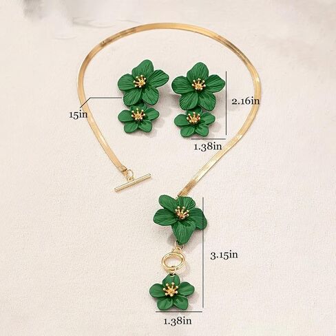 Flower Necklaces Earrings for Women Gold Statement Earrings Flower Jewelry Set Summer Charm Beach Vacation 2025 Dainty Trendy Accessories in Saudi Arabia