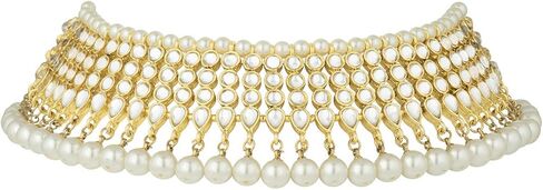 Aheli Wedding Wear Kundan Beaded Choker Necklace Set with Maang Tikka Indian Jewelry Gift for Women in Saudi Arabia