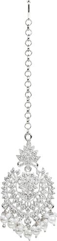 Bindhani Gold-Toned Forehead Indian Pearl Drops Maang Tikka Jewelry For Women in Saudi Arabia