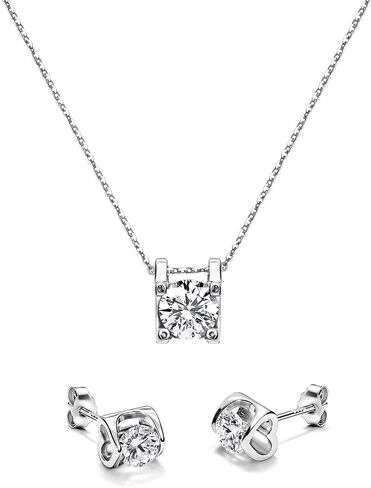 مجموعة مجوهرات لذيذ للنساء - 925 sterling Silver Heart Zirconia Zirconia Necklace & Stud أقراط Hypoallergenic Wear Day Home for Her in Kuwait