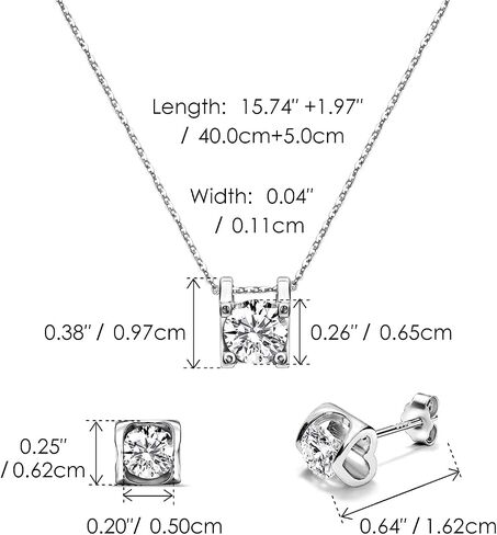 مجموعة مجوهرات لذيذ للنساء - 925 sterling Silver Heart Zirconia Zirconia Necklace & Stud أقراط Hypoallergenic Wear Day Home for Her in Kuwait