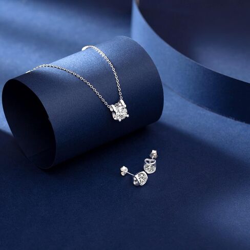 مجموعة مجوهرات لذيذ للنساء - 925 sterling Silver Heart Zirconia Zirconia Necklace & Stud أقراط Hypoallergenic Wear Day Home for Her in Kuwait