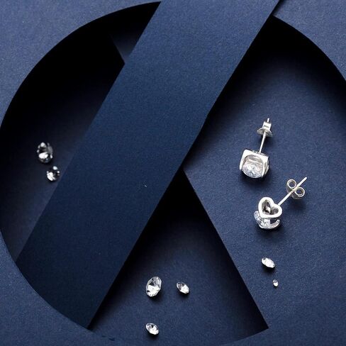 مجموعة مجوهرات لذيذ للنساء - 925 sterling Silver Heart Zirconia Zirconia Necklace & Stud أقراط Hypoallergenic Wear Day Home for Her in Kuwait