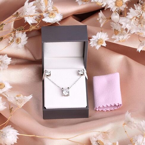 مجموعة مجوهرات لذيذ للنساء - 925 sterling Silver Heart Zirconia Zirconia Necklace & Stud أقراط Hypoallergenic Wear Day Home for Her in Kuwait