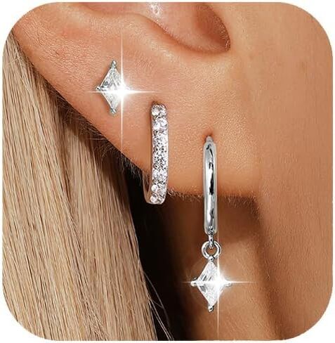 Gold Dainty Earrings Set For Women,14k Earring Stacks Gold Small Stackable Earrings,Cartilage Dangle Jewelry Hoop Earring Sets For Multiple Piercing,Birthday Ideas For Mom Friend Wife in Kuwait
