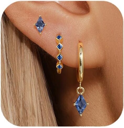 Gold Dainty Earrings Set For Women,14k Earring Stacks Gold Small Stackable Earrings,Cartilage Dangle Jewelry Hoop Earring Sets For Multiple Piercing,Birthday Ideas For Mom Friend Wife in Kuwait