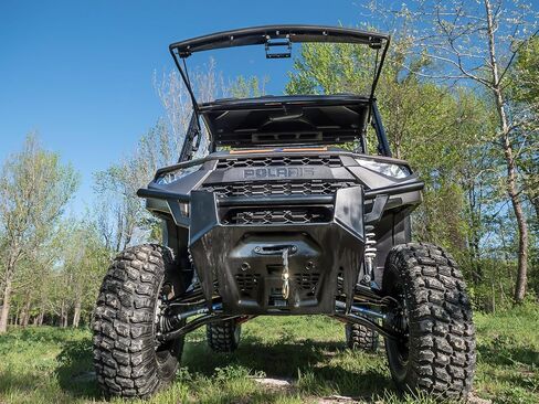 SuperATV 1/4 "الزجاج الأمامي Polycarbonate Flip لعام 2018+ Polaris Ranger XP 1000 / 2019+ Polaris Ranger XP 1000 Crew | 2 في 1 مواقف مغلقة بالكامل أو مقلوبة | مقاومة للخدش | مصنوعة في الولايات المتحدة الأمريكية in Kuwait
