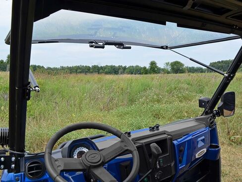 SuperATV 1/4" Polycarbonate Flip Windshield for 2018+ Polaris Ranger XP 1000 / 2019+ Polaris Ranger XP 1000 Crew | 2 in 1 Fully Closed or Flipped Up Positions | Scratch-Resistant | Made in the USA in Kuwait