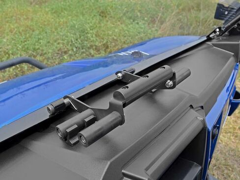 SuperATV 1/4" Polycarbonate Flip Windshield for 2018+ Polaris Ranger XP 1000 / 2019+ Polaris Ranger XP 1000 Crew | 2 in 1 Fully Closed or Flipped Up Positions | Scratch-Resistant | Made in the USA in Kuwait