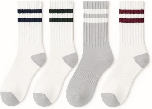 The High Crew – Vintage-Inspired Athletic Crew Socks | Extra-Long Staple Cotton | Cushioned Heel & Toe | Classic Court Style | Unisex Fit (4 Pairs) in Saudi Arabia